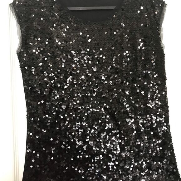 Sandwich Top Short Sleeve Black Sequin - Picture 3 of 8